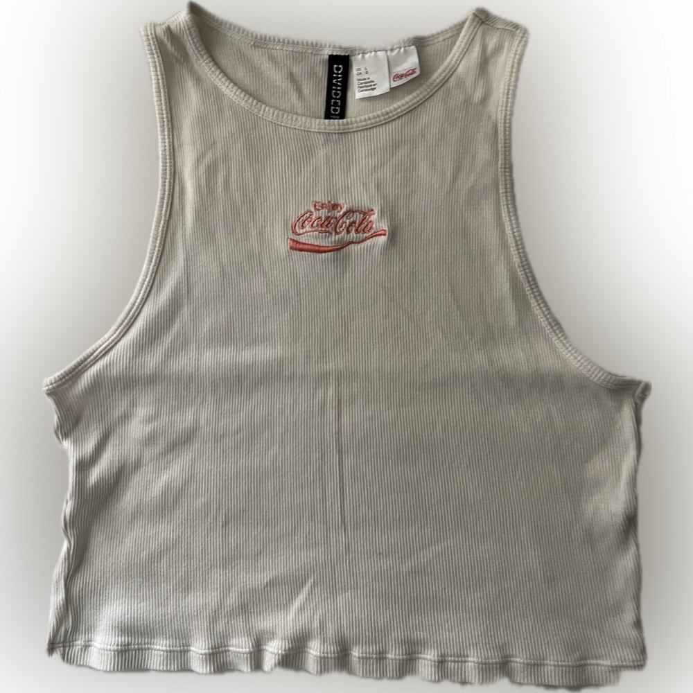 COCA-COLA crop tank top.  Neutral, can go alone or under a button up.  sz L